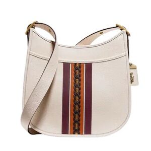 COACH 1941 Emery Varsity Stripe Glovetanned Pebble Leather Crossbody in Chalk